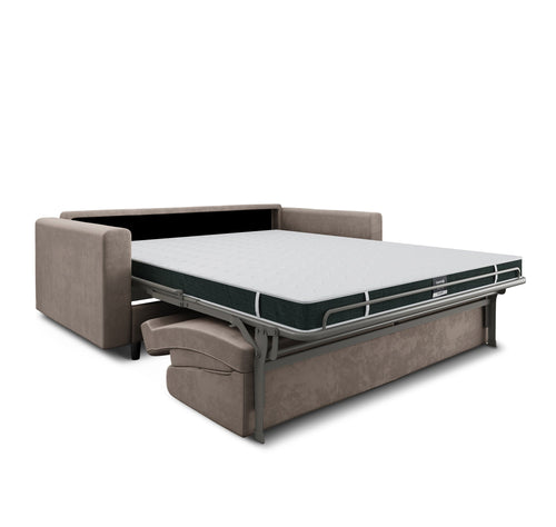 Sia Home - Rechte slaapbanken Hailie Jade - Fluweel - Taupe beige - 180cm - vtwonen shop