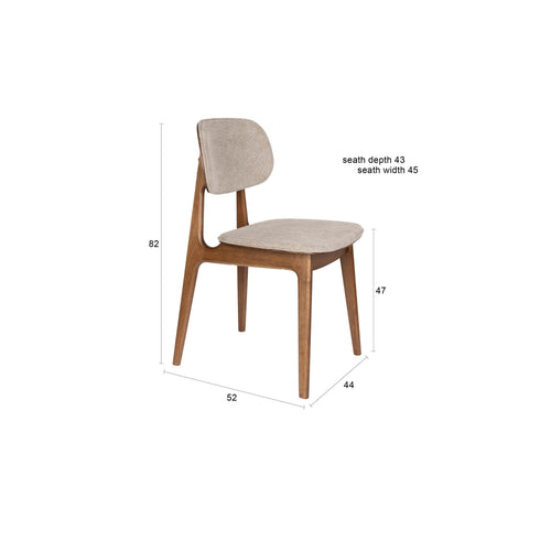 Dutchbone Marais Eetkamerstoelen Walnoot kleur/Beige - Set van 2