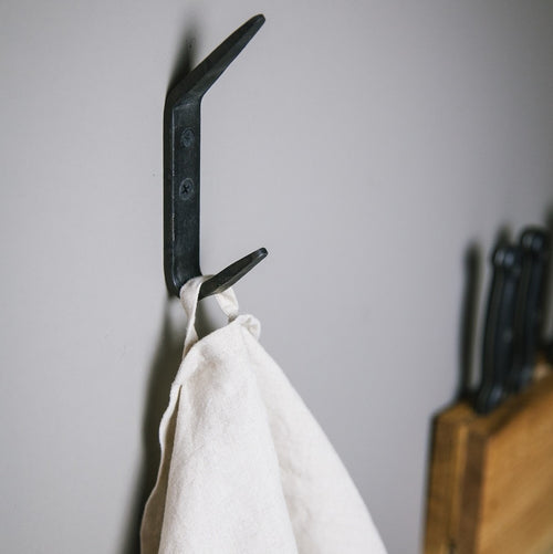 Brût Homeware | Kapstokhaak dubbel | Set van 4 | Wandhaak | Zwart