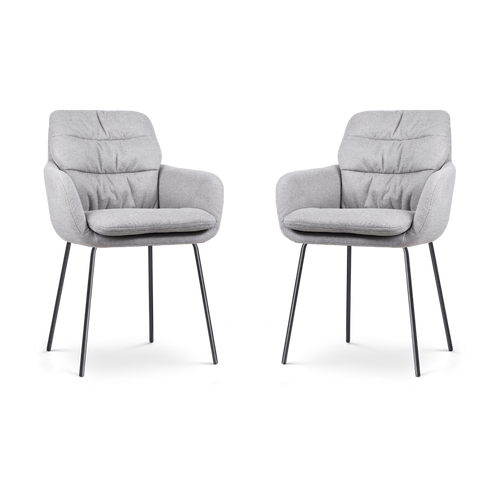 Nolon Nora-Mia Eetkamerstoelen Set van 2 - Grijs - Zwart Onderstel - vtwonen shop
