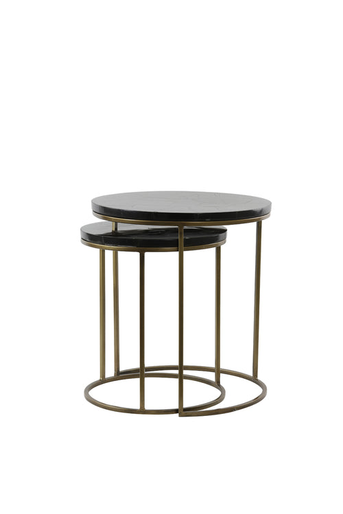 Light & Living bijzettafel SOBRINA - Ø50x52cm - zwart - Set van 2