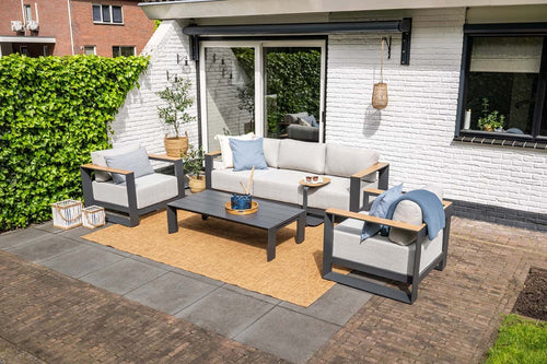 Levanto 5-persoons loungeset - aluminium -teaklook- Garden Impressions - vtwonen shop