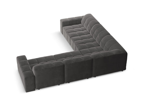 Cosmopolitan Design Hoekbank CHICAGO 4-zits, flueel grijs - 285x285x78cm