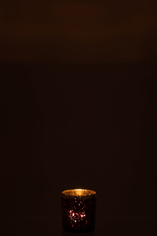 J-Line windlicht Rand - glas - bordeaux/goud - small - 6 stuks - vtwonen shop