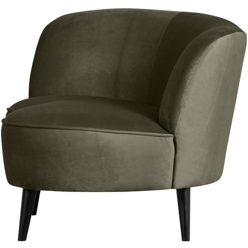 WOOOD loungefauteuil links Sara - Velvet - Warm groen - 71x112x81 - vtwonen shop