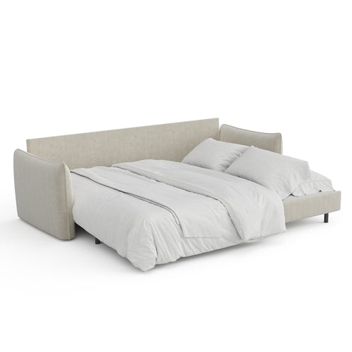 Sia Home - Slaapbank PLUME - getextureerd fluweel crème 213.5cm