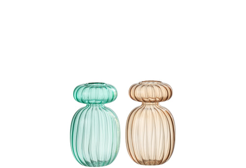 J-Line vaas Michel - glas - aqua/beige - 2 stuks - 13 cm hoog - vtwonen shop