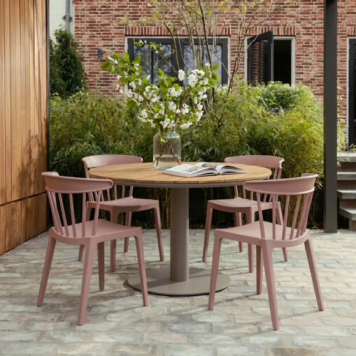 WOOOD tuintafel Vela - Hout/Aluminium - Naturel/Zand - 75x122x122