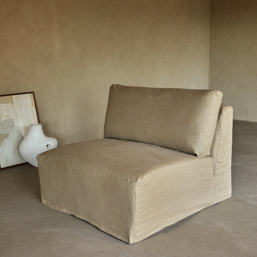 Tikamoon Modulaire loungestoel in natuurlijk linnen - Naturel - vtwonen shop