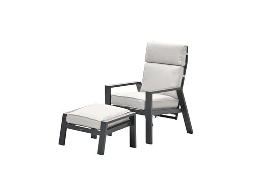 Max verstelbare fauteuil met voetenbank -  carbon black - desert sand