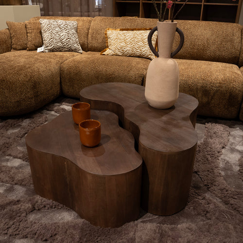 Giga Meubel Salontafel Moos - Organisch Donkerbruin Hout - 100x65x36cm