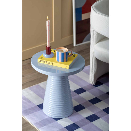 Leitmotiv bijzettafel Catania Ribbed - blauw - Ø40cm