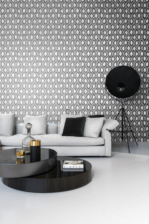 Origin Wallcoverings behang ikat motief zwart en wit - 53 cm x 10,05 m - 346919 - vtwonen shop