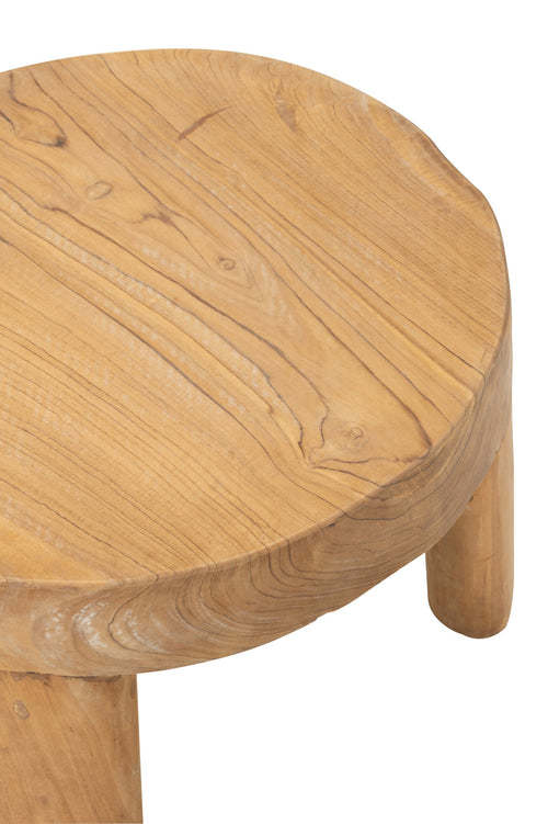 J-Line tafel Rond - hout - naturel - set van 2
