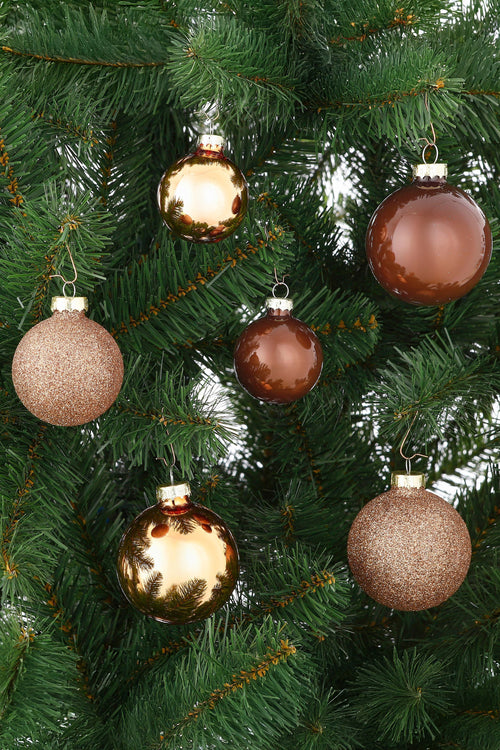 Mica Decorations Kerstballen Set - 42 Stuks - Ø7 cm - Glas - Bruin