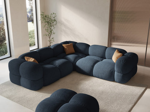 Cosmopolitan Design Symmetrische hoekbank Loretto 4-zits, structurele stof donkerblauw - 250x250x68cm