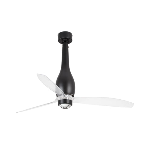 Faro ETERFAN LED matzwarte, transparante plafondventilator met DC-motor, 3000K
