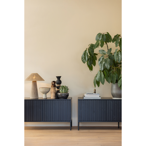 WOOOD tv-meubel New Gravure - Grenen - Zwart - 56x150x44