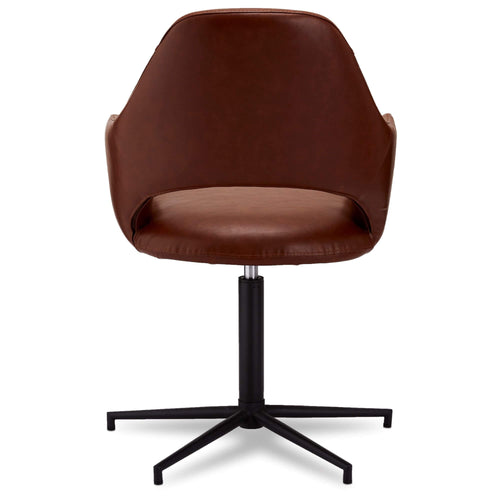 Furnhouse eetkamerstoelen armleuning Luna - Cognacbruin - Kunstleer - Set van 4