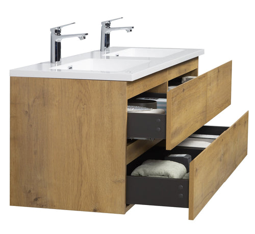 Badplaats Badkamermeubel Set Angela 140 cm – Eiken – Badmeubel met Wastafel