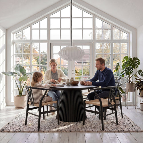 Furnhouse uitschuifbare eettafel Svendborg - Zwart - Ø 140/240x140 cm