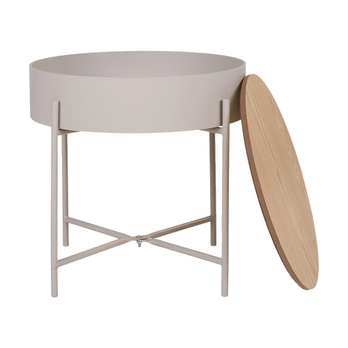 Artichok Sef Metalen Bijzettafel Beige - Houten Tafelblad - vtwonen shop