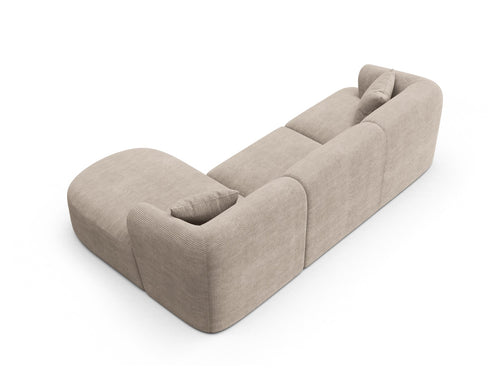 Cosmopolitan Design Modulaire hoekbank rechts Campi 4-zits, ribfluwelen cappuccino - 156x256x70cm