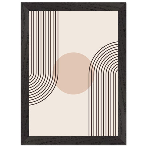 Artfulprints Poster met Lijst Boho – Retro wave   - A4 21x29.7 cm - Grijs