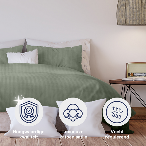 Ten Cate dekbedovertrek - 100% katoensatijn - groen - 140x200/220 - vtwonen shop