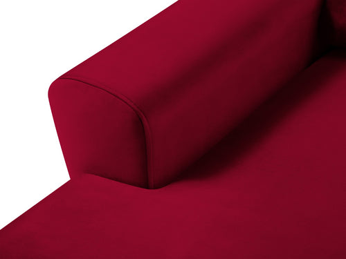 Cosmopolitan Design Uitklapbare hoekbank links met opbergdoos Kyoto 4-zits, flueel rood - 145x241x88cm