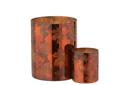 J-Line windlicht - glas - roestbruin - large