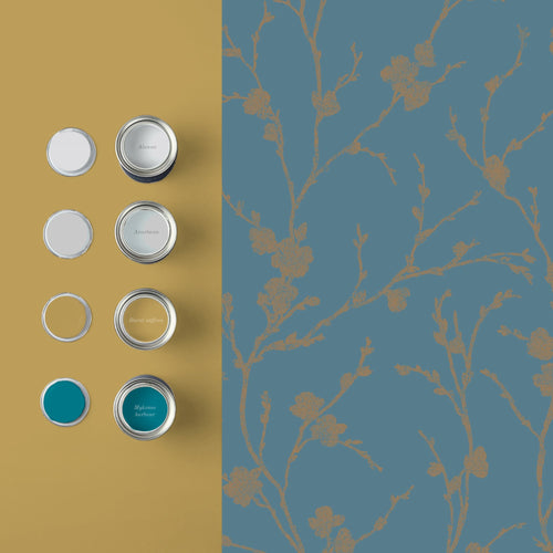 Graham & Brown Vliesbehang - Meiying Teal - 10mx53cm