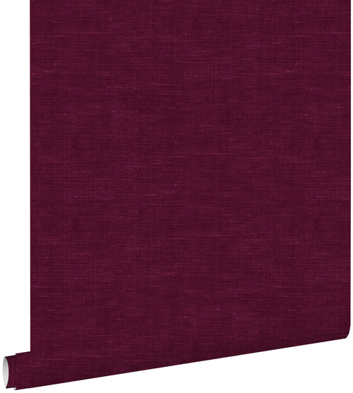 ESTAhome behang effen linnenstructuur bordeaux rood - 53 cm x 10.05 m - 148697