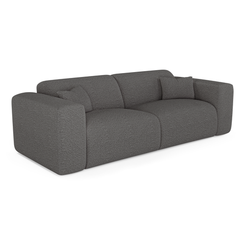 Sia Home - Rechte slaapbanken MYRA - Bouclette stof - Grafiet grijs - 214cm - vtwonen shop