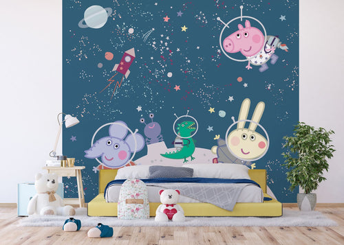 Sanders & Sanders fotobehang Peppa Pig donkerblauw - 270 x 300 cm - 601193