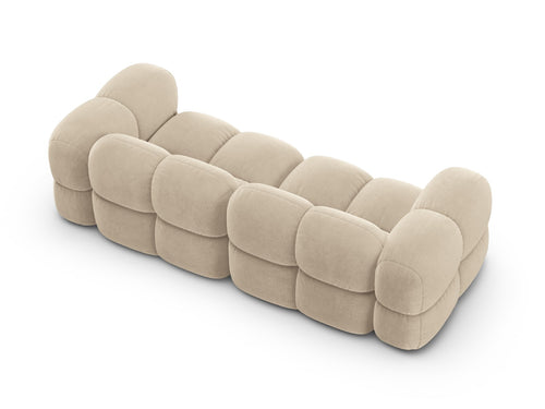 Cosmopolitan Design Bank Loretto 4-zits, flueel lichtbeige - 100x250x68cm