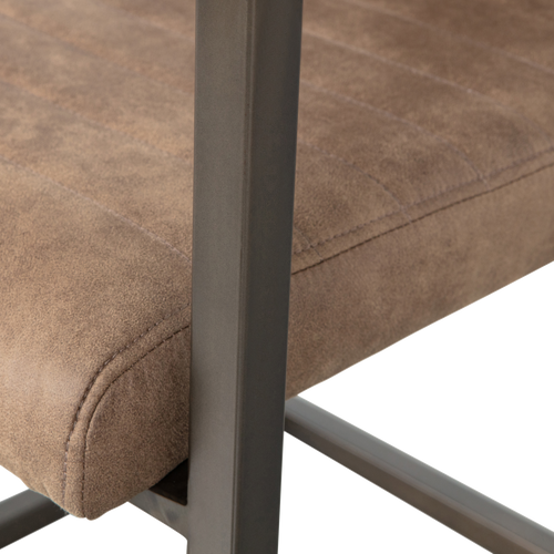 WOOOD eetkamerstoelen Bas - Leerlook - Taupe - Set van 6