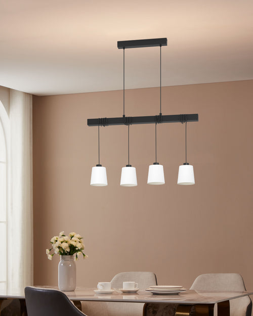 EGLO hanglamp Townshend 8 - e27 - 90 cm - zwart/wit