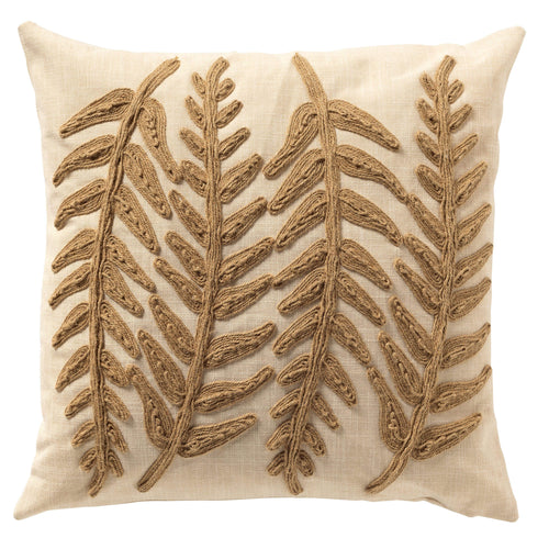 AMIR - sierkussen 45x45 cm - bladpatroon - Natural - beige