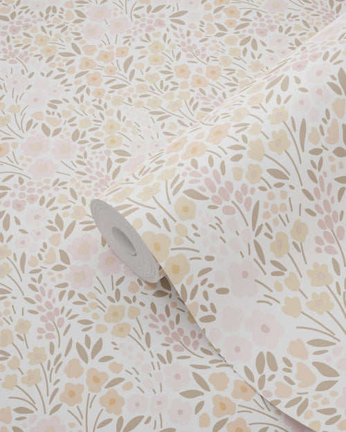 ESTAhome behang bloemetjes zacht roze en beige - 53 cm x 10.05 m - 139533