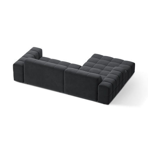 Cosmopolitan Design - Linker hoekbank Chicago 3-zits, flueel grijs - 167x234x78cm
