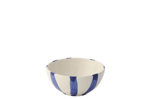 J-Line kom Vis Gestreept - keramiek - donkerblauw - small - 2 stuks