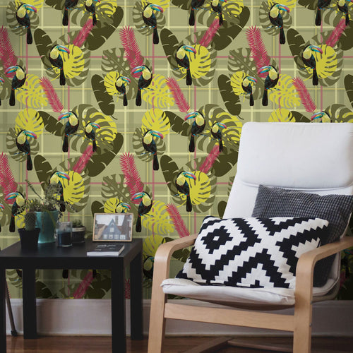 Walls4You behang tropische jungle bladeren groen - 53 cm x 10 m - 640117