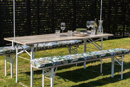 MaximaVida inklapbare picknickset Berlijn 200 cm whitewash - FSC hout