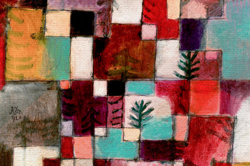 Canvas 60x40 Afdruk Paul Klee Rood en Groen