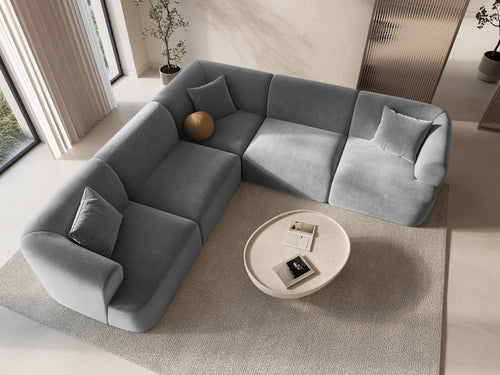 Cosmopolitan Design Symmetrische modulaire hoekbank Campi 6-zits, flueel grijs - 255x255x70cm