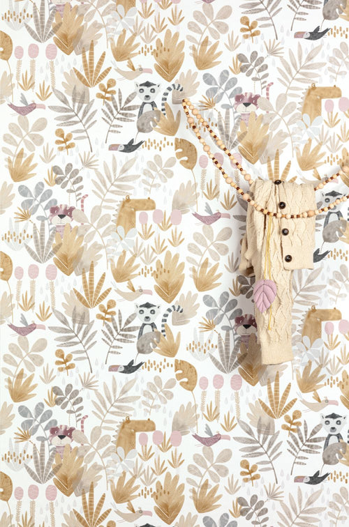 Masureel behang jungle dieren bruin - 53 cm x 10.05 m - 631848