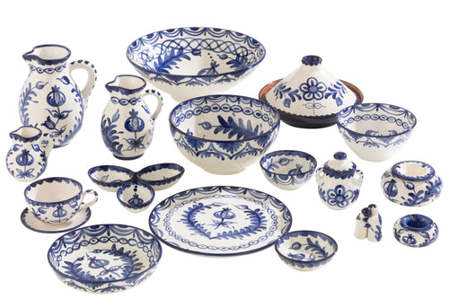J-Line asbak Granada - keramiek - wit/blauw - large