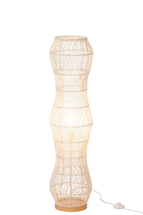 J-Line vloerlamp Getwist - rotan/metaal - wit