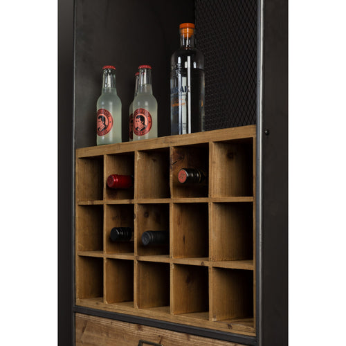 Dutchbone Vino Wijnkast/ Drankkast Hoog IJzer/ Hout - Bruin